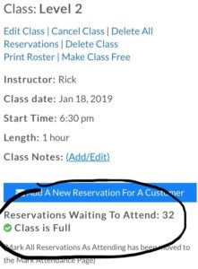 Sold out class for yoga